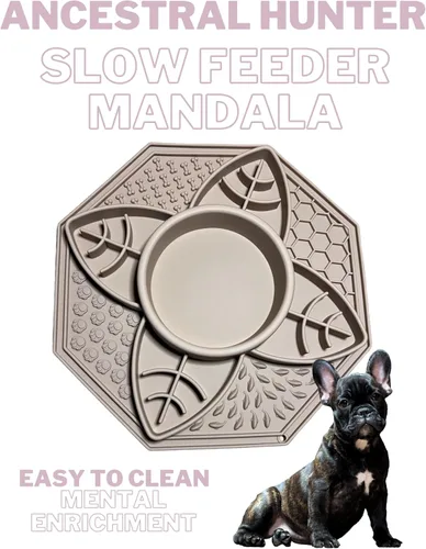 Miniatura 4 de Tazón de comedero lento con mandala, tapete para lamer para perros y gatos con ventosas, de silicona, con mandala, alimentador lento, cuenco