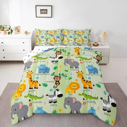 Miniatura 50 de Erosebridal Juego de edredón de zorro para niños, edredón de plumón de oso bosque, ciervo, para dormitorio de niños y niñas, juego de ropa de cama