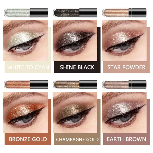 Miniatura 2 de evpct Sombra de ojos y delineador líquido brillante con purpurina, sombra de ojos y delineador en barra metálico de alto pigmento, conjunto