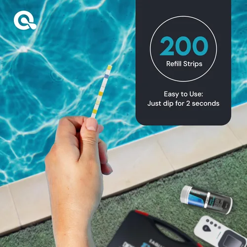 Miniatura 3 de AquaDoc - Tiras de prueba 7 en 1 para spa y bañera de hidromasaje, 200 tiras de prueba de piscina para pH, cloro, dureza, bromo, ácido cianúrico