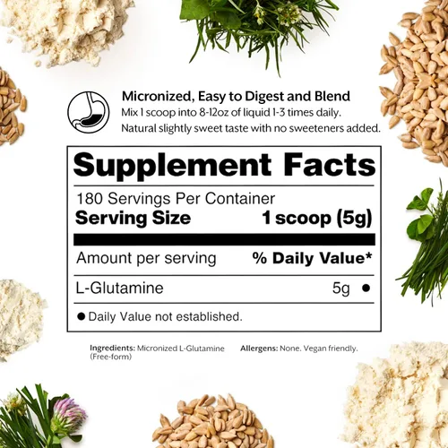 Miniatura 4 de ProMix Nutrition L-Glutamina - Forma libre micronizada pura - Sin sabor, 180 porciones
