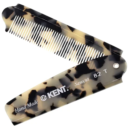 Miniatura 11 de Kent 82T Peine de bolsillo plegable hecho a mano para hombres, peine de dientes finos para peinar y alisar el cabello todos los días, para barba