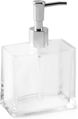 Huang Acrylic Dispensador de jabón líquido rectangular transparente recargable para encimera de tocador de baño, fregadero de cocina, capacidad para