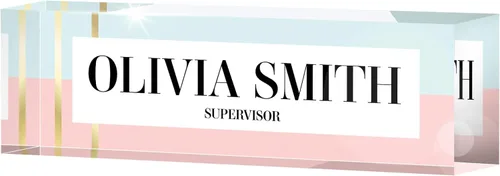 Miniatura 7 de Placa de nombre personalizada para escritorio, placas de nombre personalizadas de 2½/x8 pulgadas, acrílico transparente grueso, caja de regalo