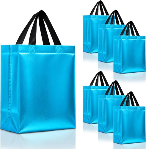 Miniatura 17 de Nush Nush Bolsas de regalo de color azul aguamarina de gran tamaño – Juego de 30 bolsas de regalo azul claro brillante con asas a granel – Bolsa
