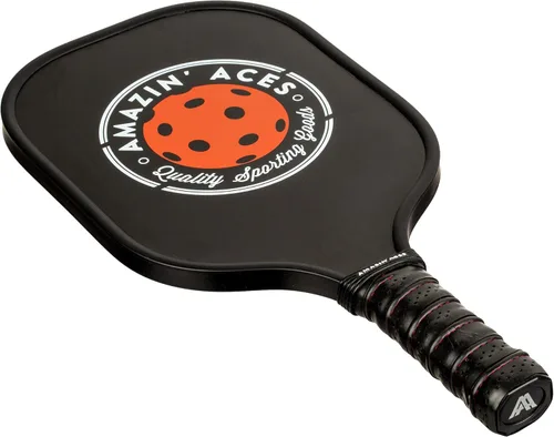 Miniatura 4 de Amazin' Aces Juego de paletas de pickleball de grafito, individuales, 2 o 4 palas, núcleo de polímero de panal con cómodo agarre acolchado, Negro