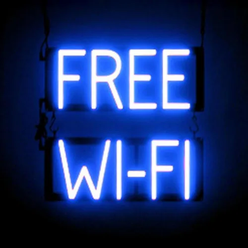 Miniatura 52 de SpellBrite Letrero WI-FI Letrero relacionado con café con aspecto de neón, fuente de luz LED azul 15.4 x 6.3 pulgadas