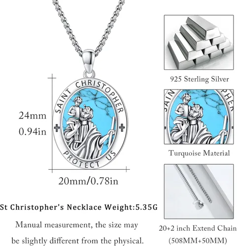 Miniatura 418 de Collar con colgante de plata de ley 925 con medalla de San Patrón, joyería religiosa para hombres y mujeres, con cadena de acero inoxidable 316L