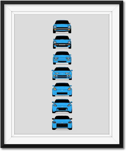 Miniatura 21 de Custom Car Posters Póster hecho a mano compatible con Nissan Z Car Generations (perfil lateral), decoración artística de Datsun Fairlady Z