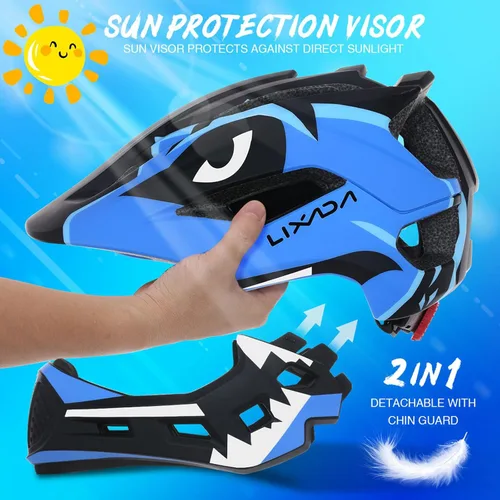 Miniatura 2 de Lixada Casco de bicicleta para niños, ajustable, desmontable, de cara completa, casco de ciclismo para niños, bicicleta, monopatín, scooter,