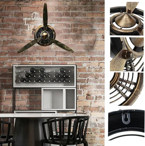 Miniatura 4 de Hélice de metal KTV para decoración de pared, estilo industrial retro, hélice mecánica montada en la pared, escultura de pared de hierro forjado 3D