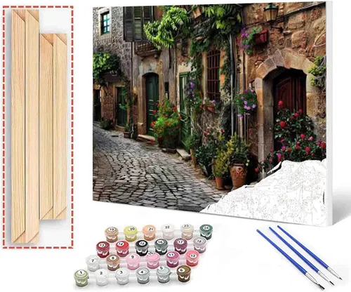 Miniatura 56 de Kits de pintura por números para adultos principiantes, pintura al óleo sobre lienzo de 16 x 20 pulgadas, lámpara de flores y óleo, pigmento 4-Art-06