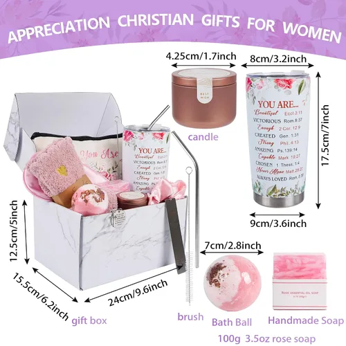Miniatura 2 de Kolewo4ever 12 Piezas Regalos Cristianos para Mujeres, Regalos de Navidad para Mujeres, Canasta de Regalo Espiritual Religiosa Católica para Amigas