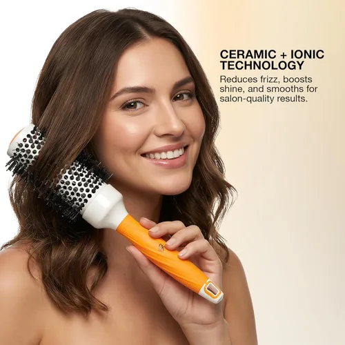 Miniatura 7 de GK HAIR Global Keratin Cepillo térmico extra redondo profesional 2.087 in barril recubierto de cerámica anti estático control de encrespamiento