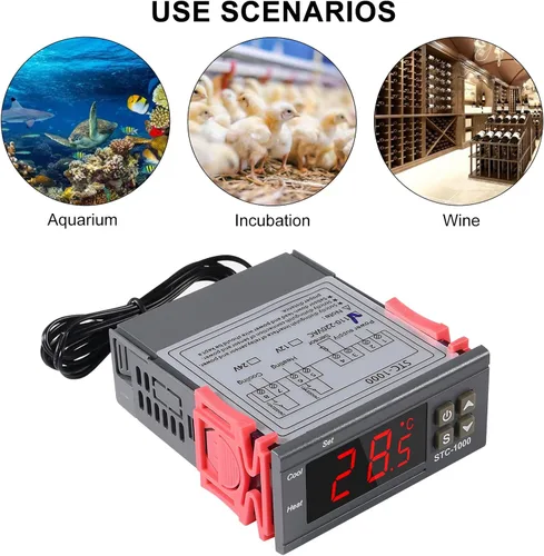 Miniatura 5 de 2 unids STC-1000 controlador de temperatura digital 110-220 V termostato incubadora termorregulador relé calefacción refrigeración con sensor cable