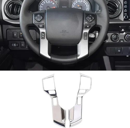 Miniatura 13 de Molduras Cromadas para Volante de Automóvil Cubiertas Adhesivos Calcomanías Compatible con Toyota Tundra 2014-2021 Tacoma 2016-2022 ABS Accesorios