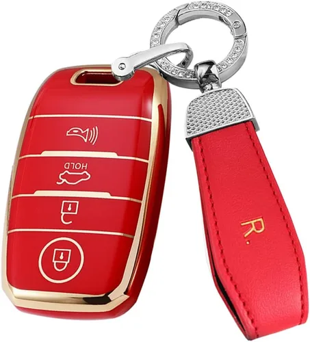 Miniatura 9 de ontto Funda para llave de automóvil de 4 botones compatible con Kia Forte Koup NIRO Optima Rio TPU llavero suave y duradero, color beige