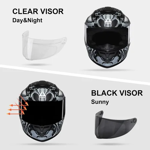 Miniatura 2 de Triangle Casco de moto integral "Graffiti Cross" Street Bike [DOT], M Gris