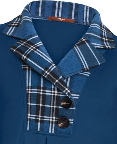 Miniatura 5 de Gaharu - Sudadera tipo túnica con solapa de muesca para mujer, sudadera con botones y de manga larga
