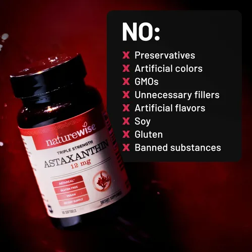 Miniatura 6 de NatureWise Astaxantina de triple fuerza 12 mg con AstaReal® - Suplemento antioxidante vegano con aceite de coco orgánico - Certificado NSF sin