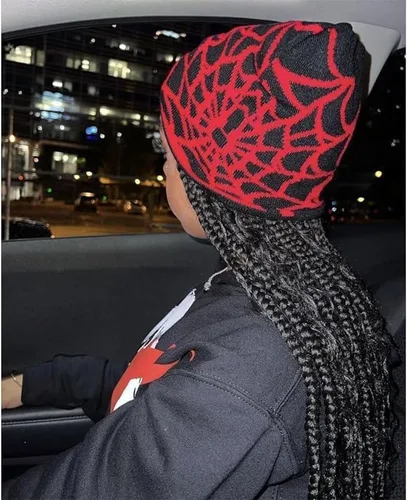 Miniatura 2 de Pooyikoi Gorro de invierno para mujer, gorro cálido para hombre, estilo casual, diseño de araña, estilo gótico, Y2K, gorro de punto acrílico
