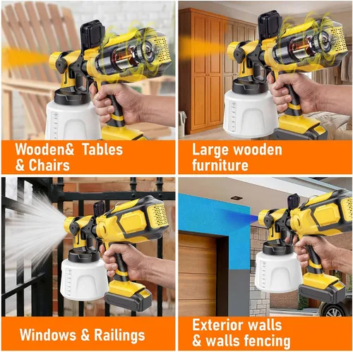 Miniatura 8 de Pulverizador de pintura inalámbrico compatible con batería Dewalt de 20 V MAX (sin batería), pistola de pintura eléctrica con luz LED, 4 boquillas