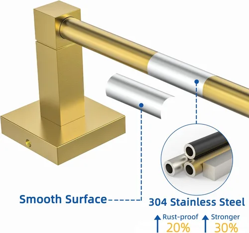 Miniatura 5 de RUACQ Barra para toallas de 18 pulgadas, Soportes para toallas para baño, Soporte para toallas de acero inoxidable 304 montado en la pared, Barra