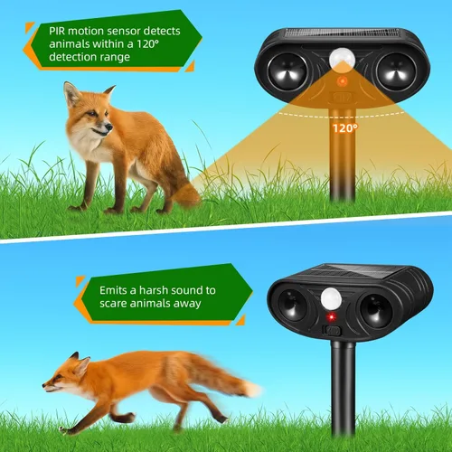 Miniatura 4 de Repelente de animales ultrasónico solar actualizado 2026 Dispositivos repelentes de ciervos para gatos al aire libre con sensor de movimiento