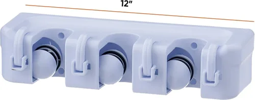 Miniatura 3 de Superio Soporte de pared para fregona y escoba (negro) Herramientas de limpieza Organizador de pared, 5 ranuras para estante y 6 ganchos