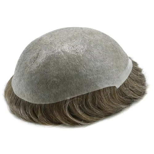 Miniatura 16 de Toupee para hombres Remy cabello humano invisible, línea capilar para hombres, postizo, piel ultra fina, 0.002 in, tupé para hombres, sistema