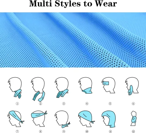 Miniatura 4 de Toalla de enfriamiento, paquete de 6 toallas de microfibra fría fría para la cabeza, bandana para el cuello (40 x 12 pulgadas) para atletas