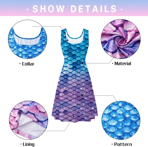 Miniatura 55 de uideazone - Vestido de mujer sin mangas cuello redondo de verano, para playa, casual, Midi línea A.