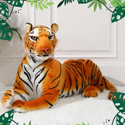 Miniatura 7 de Syhood Juguete gigante de peluche de tigre gigante de 27 pulgadas, adecuado para regalos de cumpleaños