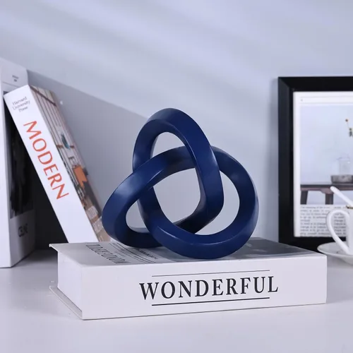 Miniatura 5 de DOVDOV Escultura decorativa de nudo azul, estética de decoración de habitación azul, estatua de anillo Mobius para estantería, sala de estar, mueble