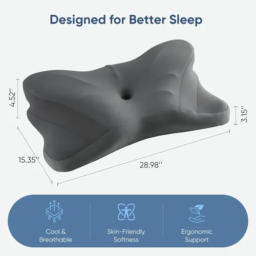 Miniatura 2 de Sweetcrispy Almohada cervical para cuello y hombro, almohadas ergonómicas de espuma viscoelástica, contorno lateral para adultos, soporte ortopédico
