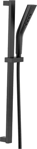 Delta Faucet 3-Spray H2Okinetic - Barra deslizante de mano con manguera, cabezal de ducha de mano negro, ducha de mano con barra deslizante, ducha