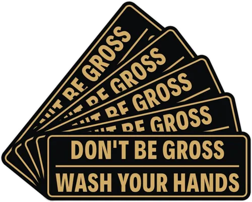 Miniatura 43 de Letrero estándar para puerta o pared, diseño de "Don't Be Gross ("Wash Your Hands"), color negro, mediano