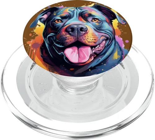 Miniatura 8 de American Bully Portrait Arte de retrato en color PopSockets Standard PopGrip