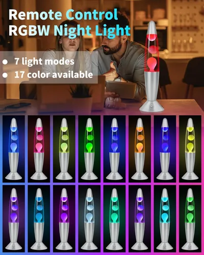 Miniatura 6 de Lámpara de Movimiento Líquida de 17 Colores con Control Remoto: Luz Nocturna LED de 34.3 cm para Niños y Adultos - Lámpara de Mesa Relajante