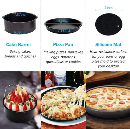 Miniatura 3 de Juego de 10 accesorios para freidora de aire de 8 pulgadas para freidora de aire Phillips Nuwave Gowise Gourmia Ninja Dash de 3.5 cuartos a 5.8