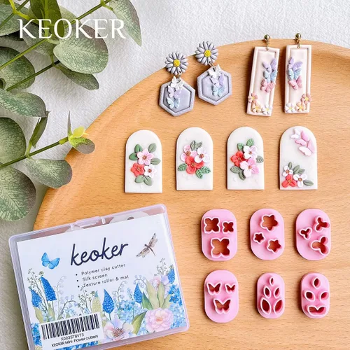 Miniatura 6 de KEOKER Cortadores de arcilla polimérica – Mini cortadores de arcilla para la fabricación de aretes de arcilla polimérica, 6 formas florales y hojas