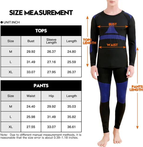 Miniatura 6 de JoofEric Conjunto de ropa interior térmica para hombre, forro polar, parte superior e inferior, ropa interior cálida y larga, trajes deportivos