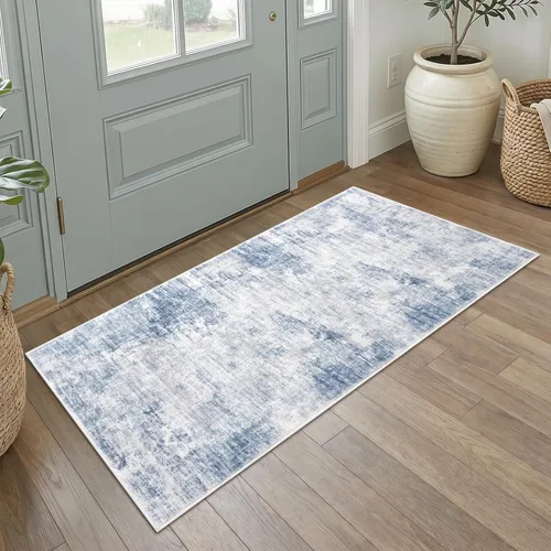 Miniatura 34 de IOHOUZE Alfombra pequeña abstracta de 2 x 3 pies, alfombra de entrada lavable para entrada interior, alfombras con respaldo de goma, alfombra gris