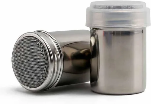 Miniatura 5 de Coctelera de acero inoxidable en polvo y azúcar, sal y pimienta, condimentos y especias con tamiz de tapa para canela, cacao y palomitas de maíz