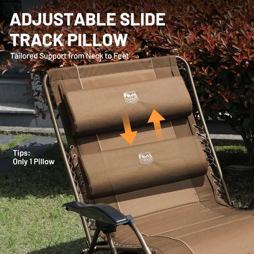 Miniatura 6 de TIMBER RIDGE Silla de gravedad cero de gran tamaño, 33 pulgadas de ancho, silla reclinable XXL de gravedad cero con mesa lateral, silla de descanso