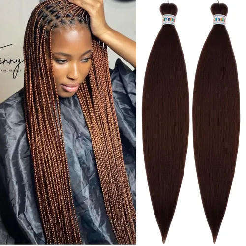 Miniatura 125 de Cabello trenzado preestirado rosa magenta, extensiones de cabello sintético de color rosa para trenzas, no tóxico, hipoalergénico