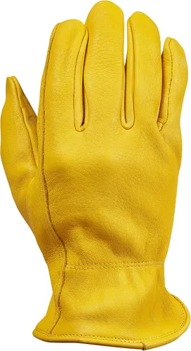 Guantes de piel de ciervo dorados grandes para hombres Saranac Poygan Negro