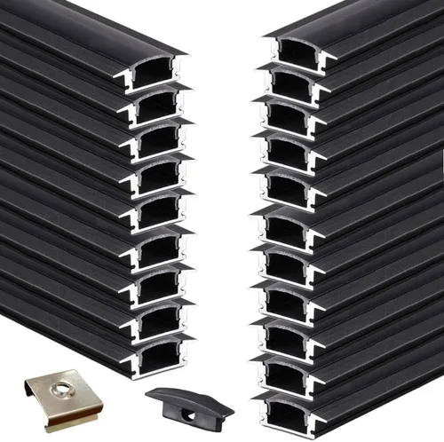 Paquete de 20 difusores de canal de aluminio con tira LED de 3.3 pies/3.3 ft, cinta en forma de collar debajo del gabinete, estante flotante
