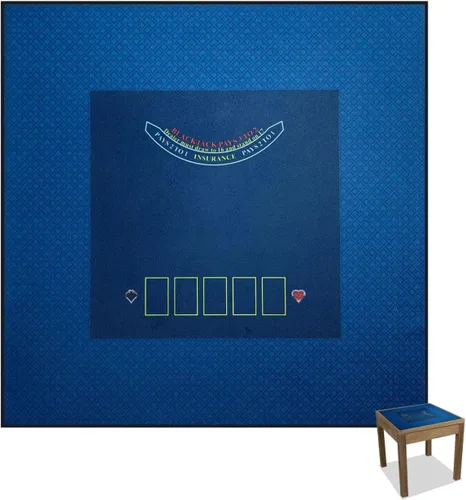 BALIKEN Cuadrado 40x40 pulgadas Texas Holdem Poker Mat y Blackjack Mesa Casino Fieltro Portátil Casino Mat (Azul)