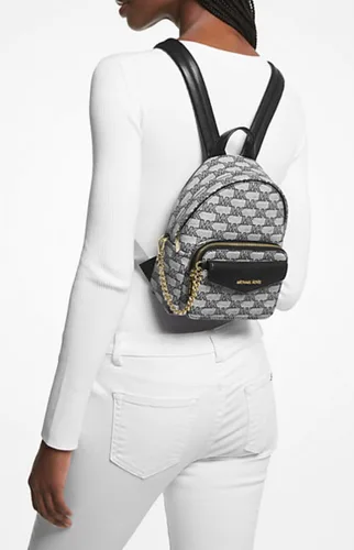 Miniatura 8 de Michael Kors Maisie XS 2IN1 Mochila Cartera Bolso Jacquard Cuero Negro